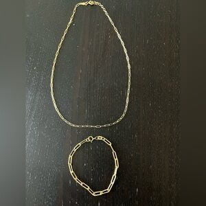 Catbird 1976 14k gold paperclip necklace and bracelet set. Excellent condition.